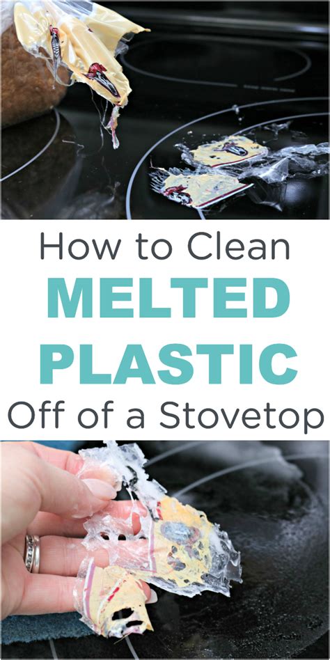how to clean melted plastic off a stove top